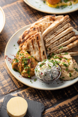 Dips Flat Bread, Baba Ganoush, Hummus, Muhammara (Red Pepper Walnut)