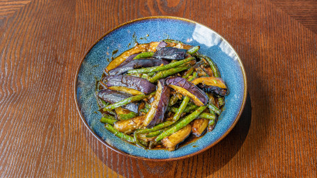 Jiā Zi Shāo Dòu Jiǎo Stir-Fried Aubergine And Fine Beans Hunan Style