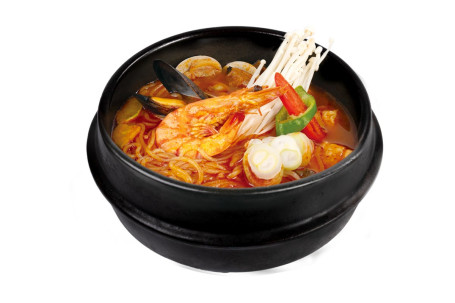 Xiāng Là Hǎi Xiān Dòu Fǔ Tāng Wū Dōng Soft Tofu Stew With Seafood Udon Noodles