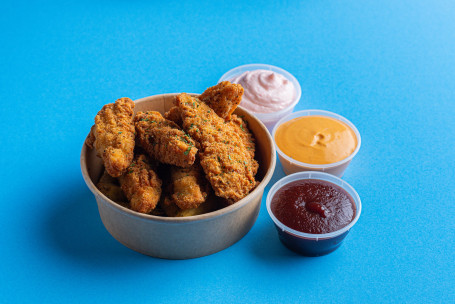 10 Southern Fried Chicken Strips, Fries And 2 Dips