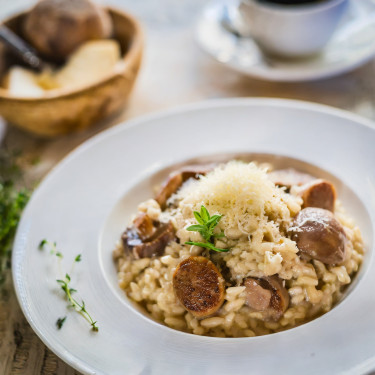 Porcini Salamella Sausage Risotto Niú Gān Jūn Sà Lā Méi Lā Cháng Yì Dà Lì Fàn