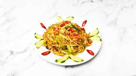 Singapore Rice Noodles With Chicken And Shrimp