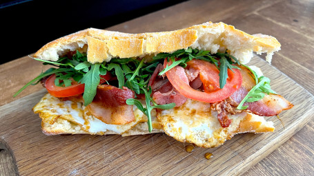 Egg And Bacon Sandwich With Homemade Sourdough Ciabatta