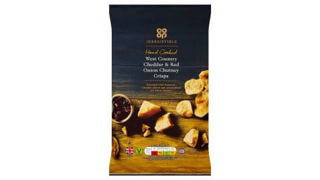 Co-Op Irresistible Hand Cooked West Country Cheddar Red Onion Chutney Crisps 150G