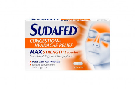 Sudafed Congestion Headache Relief Max Strength Capsules 16 Capsules 16Pcs