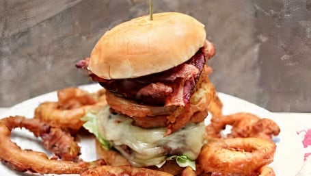 39. Onion Ring Cheeseburger