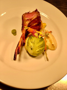 Rack Of Spring Lamb, Wye Valley Asparagus ,Parsnip Puree, Pommes Mousseline, Glazed Heritage Baby Carrots, Wild Garlic