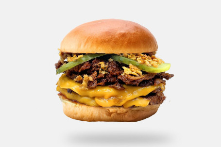 Bbq Brisket Smash Burger (Double Patty). (Vegan Burger)