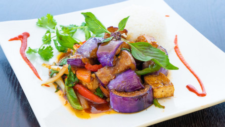 V2. Basil Eggplant Tofu With Rice