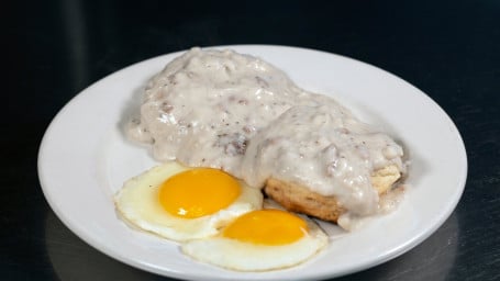 Sausage Gravy Biscuit With 2 Eggs