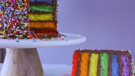 6 Rainbow Fudge Cake