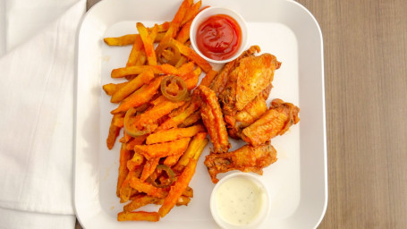 5. Chicken Wings Fries Basket (6 Pc)