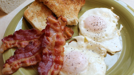 2 Egg Platter, With Meat Toast With Home Fries