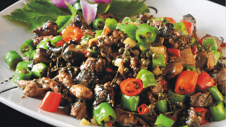 Fried Chicken With Sprout Green Pepper