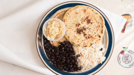 #7. Two Pupusas Of Your Choice, Rice And Your Choice Of Black, Pinto Or Refried Beans