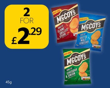 Mccoys Crisps 2 For 2.29