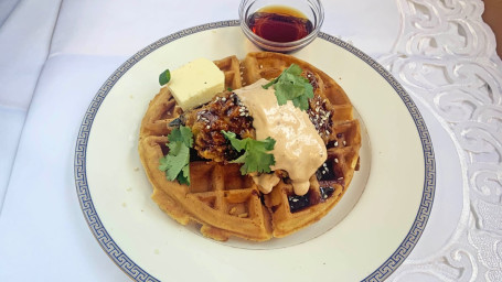 Fried Korean Style Chicken On A Waffle