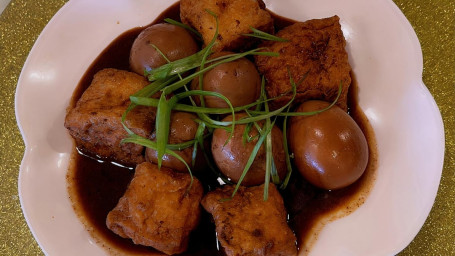 Braised Eggs With Meat And Bean Curd Yóu Dòu Fǔ Sāi Ròu Hóng Shāo Dàn